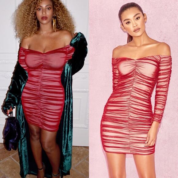 HOUSE OF CB Wine Stretch Tulle Dress Size XS - Picture 1 of 12